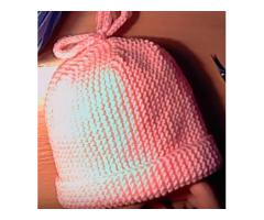 Cappellino neonato in cotone o lana fatto a mano ferri - Immagine 2